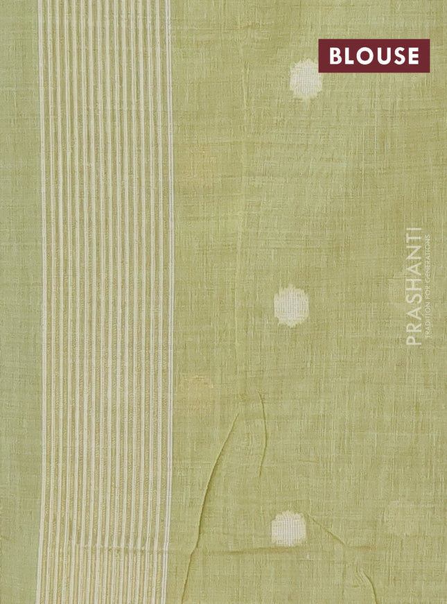 Munga cotton saree pista green with thread weaves in borderless style