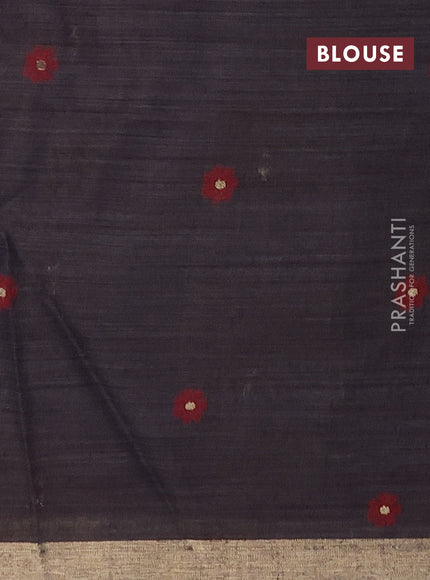 Munga cotton saree peach shade and navy blue with thread woven floral buttas and thread woven border