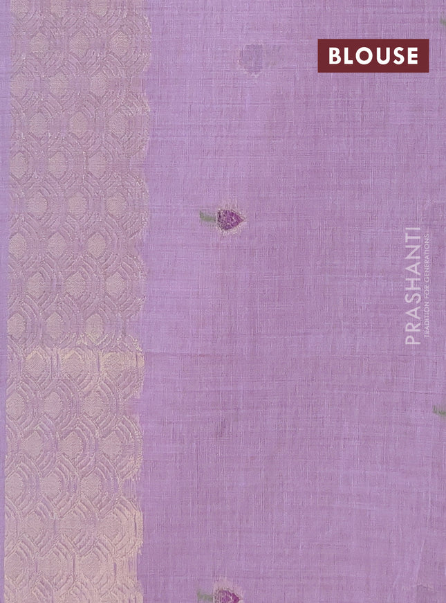 Munga cotton saree lavender with thread woven floral buttas and pichwai design weaving pallu