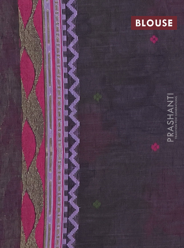 Munga cotton saree lavender with thread woven floral buttas in borderless style