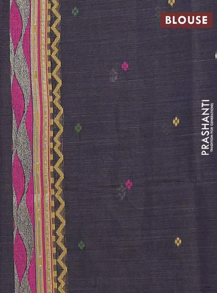 Munga cotton saree mustard yellow with thread woven floral buttas in borderless style