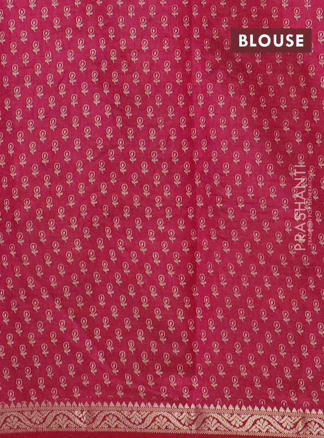 Semi raw silk saree pink with floral butta prints and zari woven border