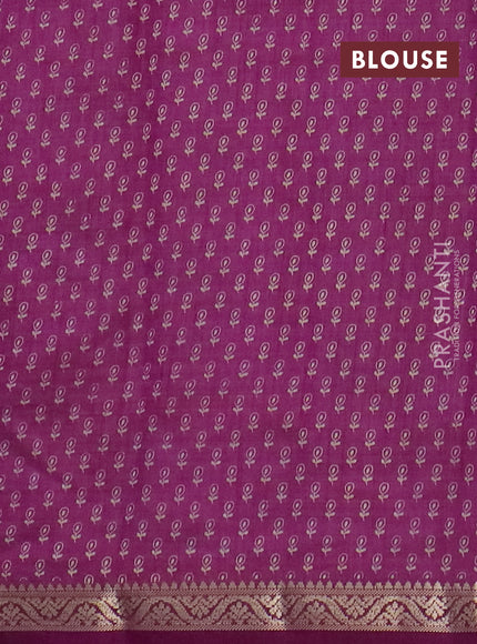 Semi raw silk saree purple with floral butta prints and zari woven border