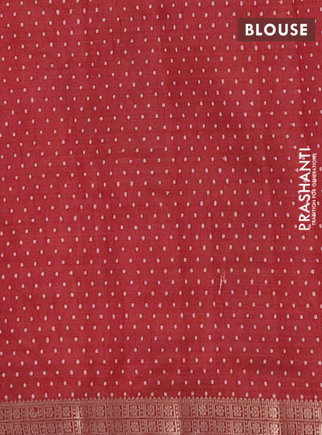 Semi raw silk saree maroon with geometric prints and zari woven border