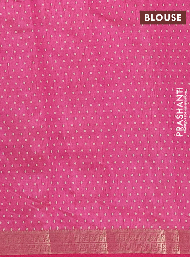 Semi raw silk saree pink with geometric prints and zari woven border