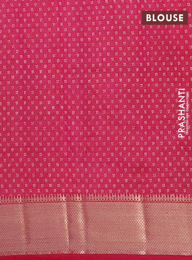 Semi raw silk saree pink with geometric prints and zari woven border