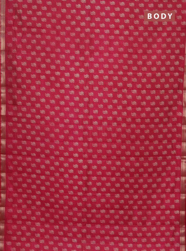 Semi raw silk saree pink with allover paisley butta prints and zari woven border