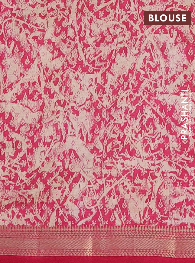 Semi raw silk saree pink with allover paisley butta prints and zari woven border