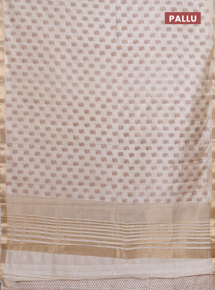 Semi raw silk saree cream with allover paisley butta prints and zari woven border
