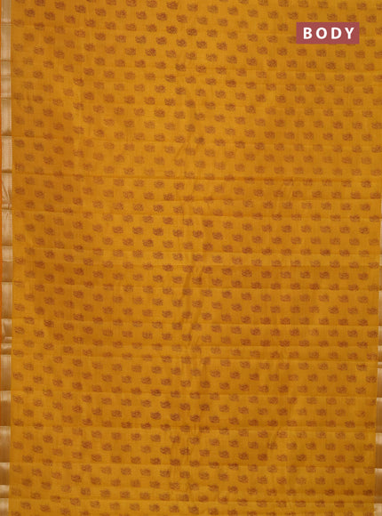 Semi raw silk saree mango yellow with allover paisley butta prints and zari woven border