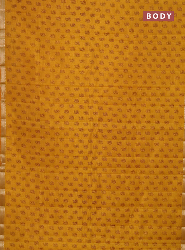 Semi raw silk saree mango yellow with allover paisley butta prints and zari woven border