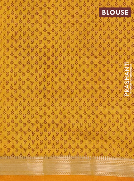 Semi raw silk saree mango yellow with allover paisley butta prints and zari woven border