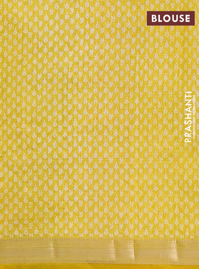 Semi raw silk saree mustard yellow with allover paisley butta prints and zari woven border