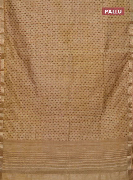 Semi raw silk saree sandal with allover butta prints and zari woven border