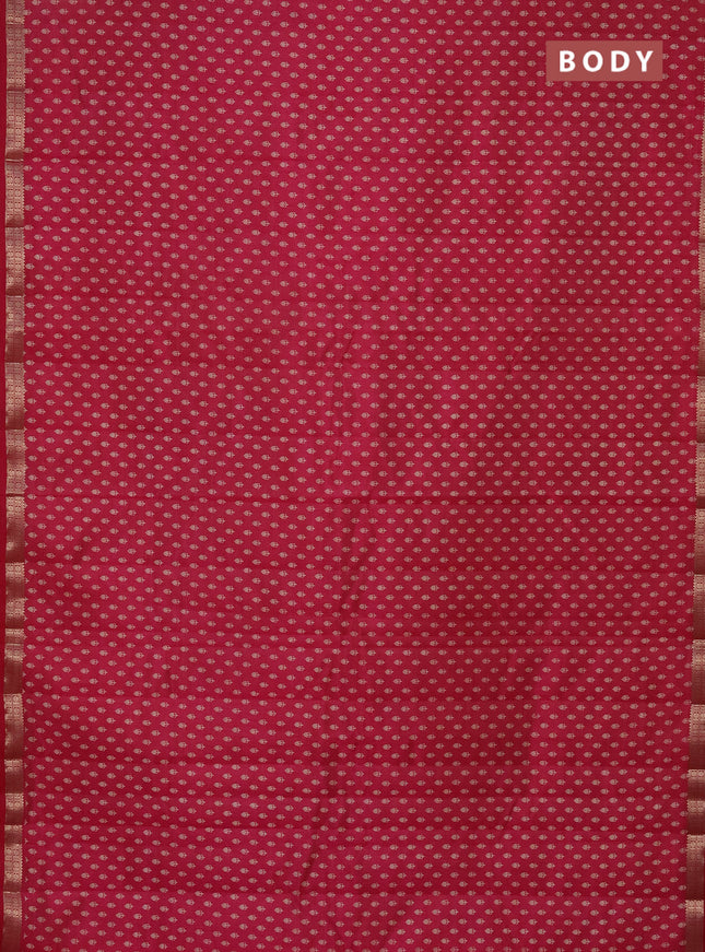 Semi raw silk saree pink with allover butta prints and zari woven border