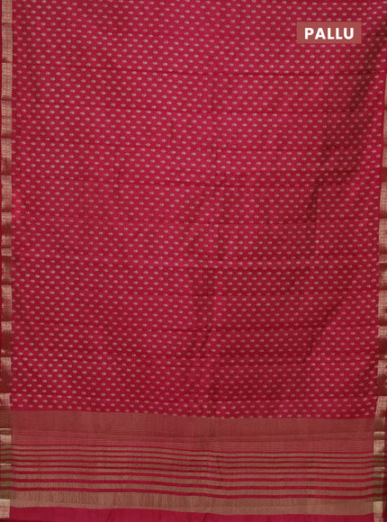 Semi raw silk saree pink with allover butta prints and zari woven border
