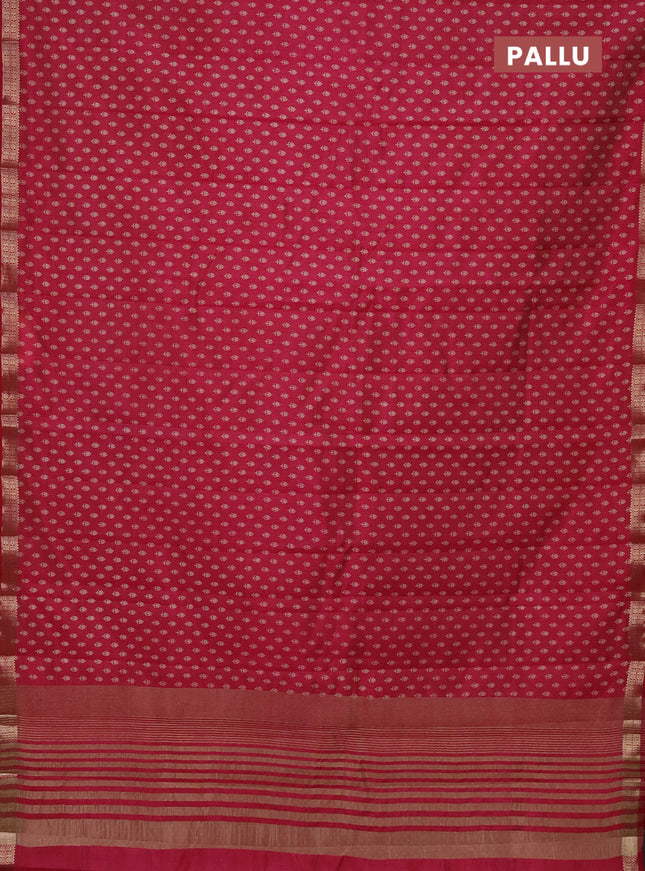 Semi raw silk saree pink with allover butta prints and zari woven border
