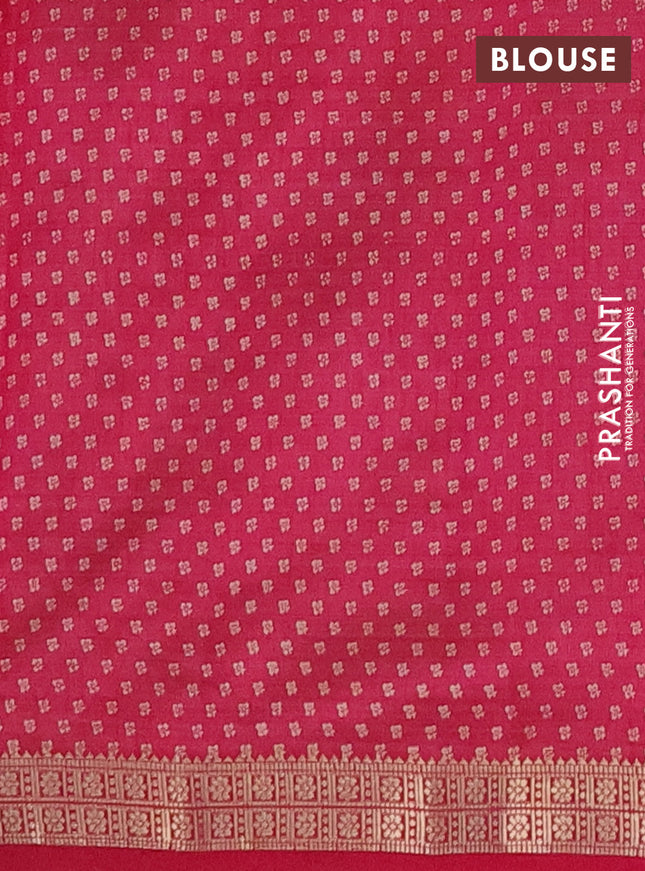 Semi raw silk saree pink with allover butta prints and zari woven border
