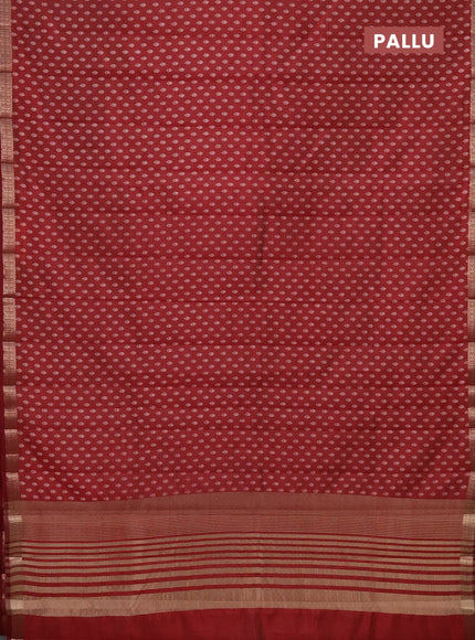 Semi raw silk saree maroon with allover butta prints and zari woven border
