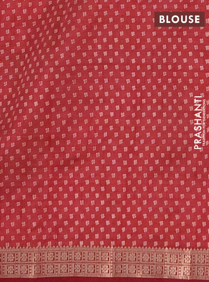 Semi raw silk saree maroon with allover butta prints and zari woven border