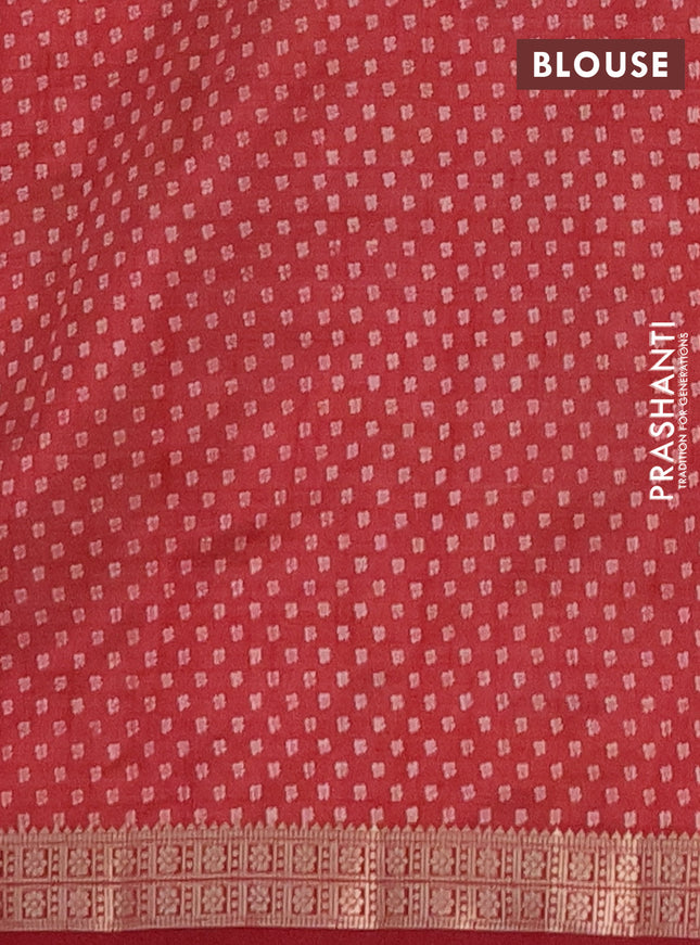 Semi raw silk saree maroon with allover butta prints and zari woven border