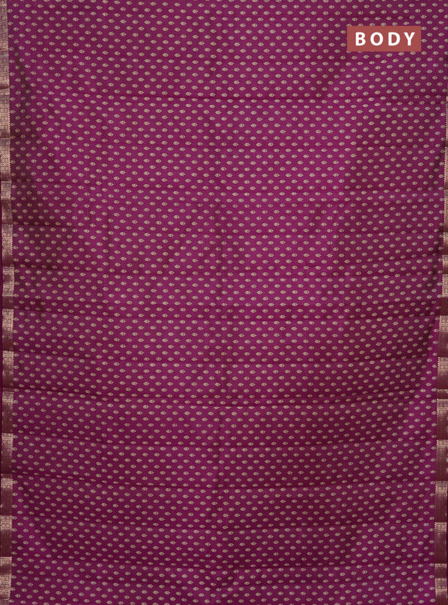 Semi raw silk saree purple with allover butta prints and zari woven border