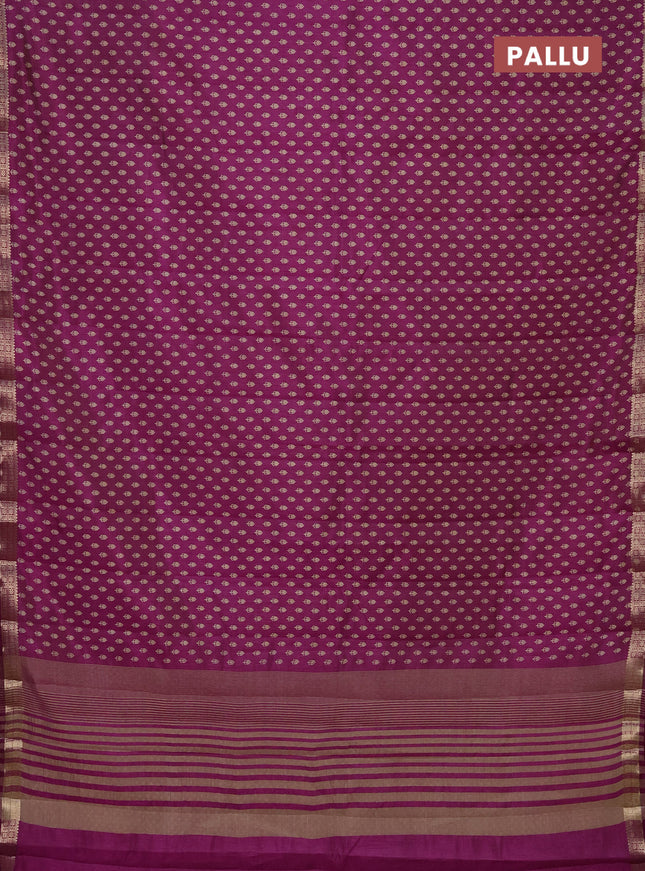 Semi raw silk saree purple with allover butta prints and zari woven border