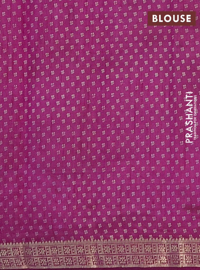 Semi raw silk saree purple with allover butta prints and zari woven border