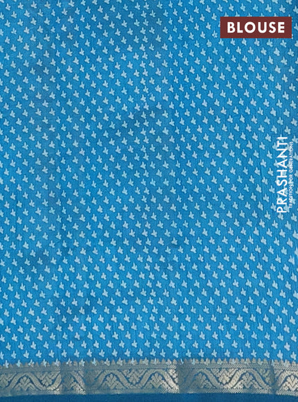 Semi raw silk saree cs blue with butta prints and zari woven border