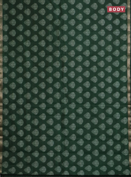 Semi raw silk saree green with butta prints and zari woven border