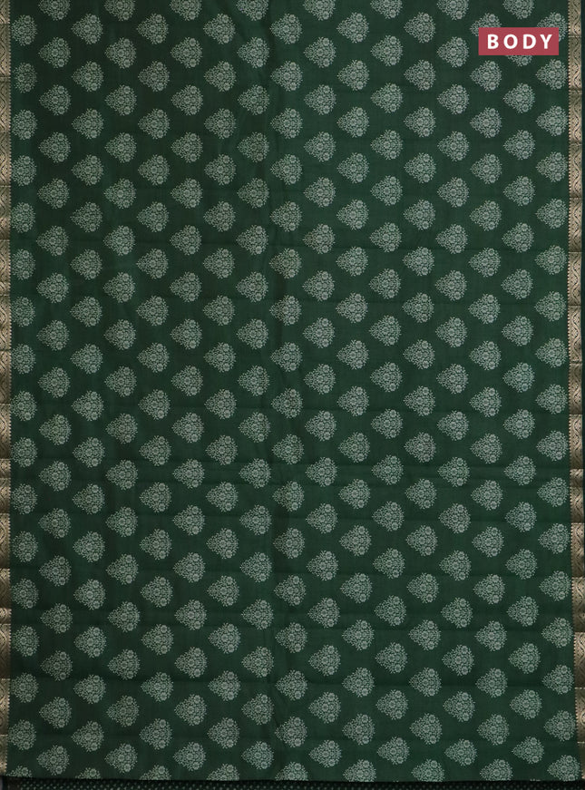 Semi raw silk saree green with butta prints and zari woven border