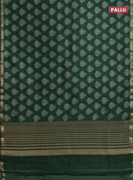 Semi raw silk saree green with butta prints and zari woven border