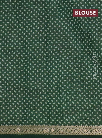 Semi raw silk saree green with butta prints and zari woven border