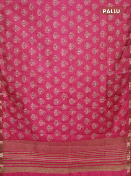 Semi raw silk saree pink with butta prints and zari woven border