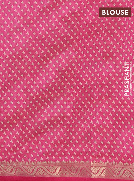 Semi raw silk saree pink with butta prints and zari woven border
