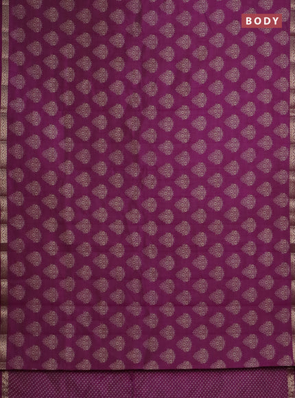 Semi raw silk saree purple with butta prints and zari woven border