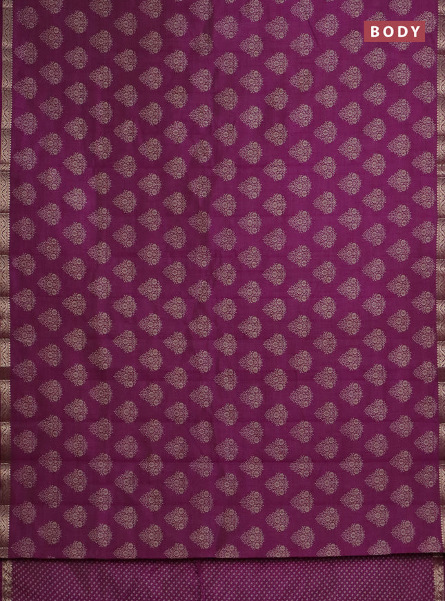 Semi raw silk saree purple with butta prints and zari woven border