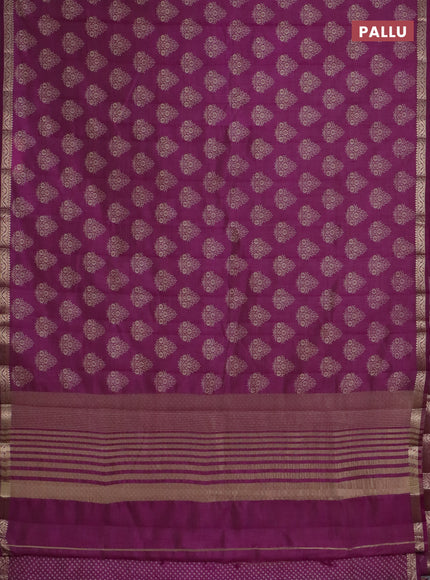 Semi raw silk saree purple with butta prints and zari woven border