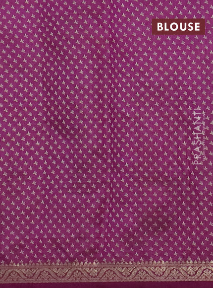 Semi raw silk saree purple with butta prints and zari woven border
