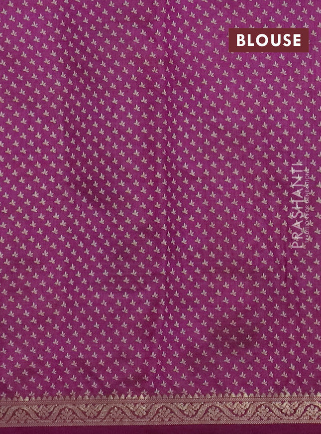 Semi raw silk saree purple with butta prints and zari woven border
