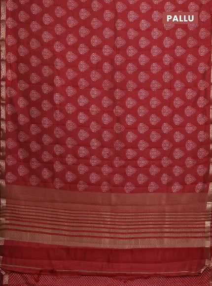 Semi raw silk saree maroon with butta prints and zari woven border