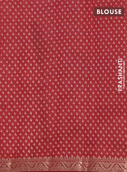 Semi raw silk saree maroon with butta prints and zari woven border