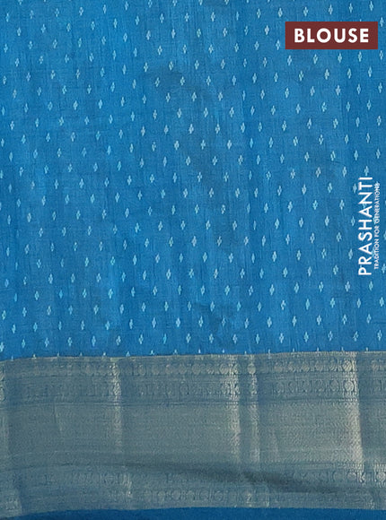 Semi raw silk saree cs blue with butta prints and zari woven border