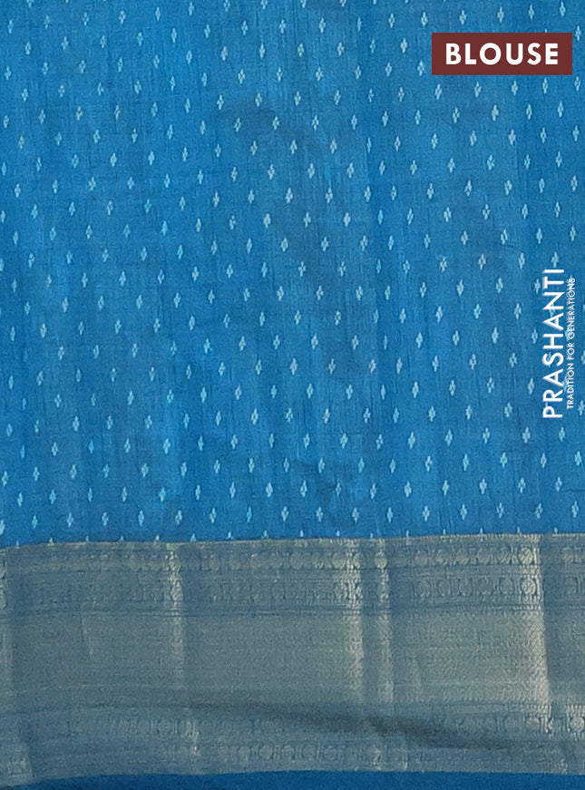 Semi raw silk saree cs blue with butta prints and zari woven border