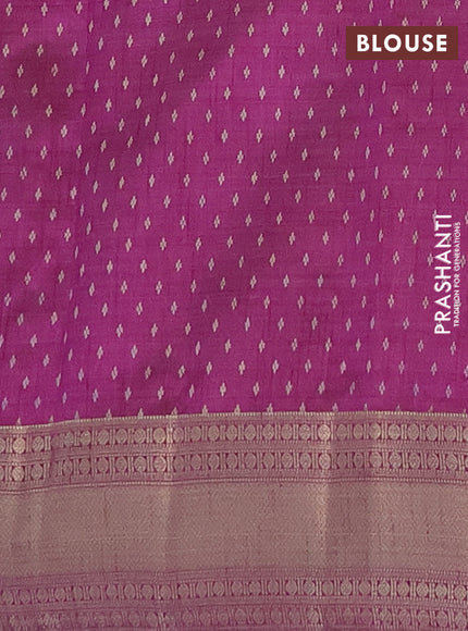 Semi raw silk saree purple with butta prints and zari woven border