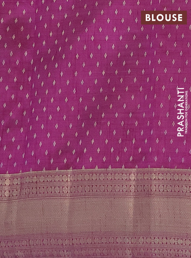 Semi raw silk saree purple with butta prints and zari woven border