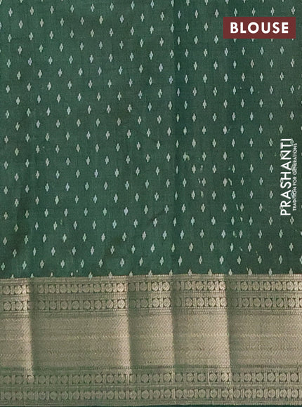 Semi raw silk saree green with butta prints and zari woven border