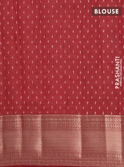 Semi raw silk saree maroon with butta prints and zari woven border