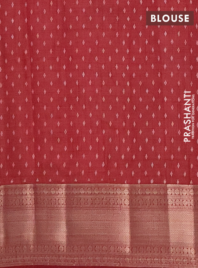 Semi raw silk saree maroon with butta prints and zari woven border