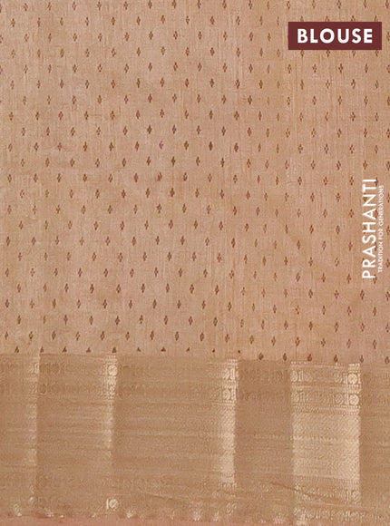 Semi raw silk saree sandal with butta prints and zari woven border